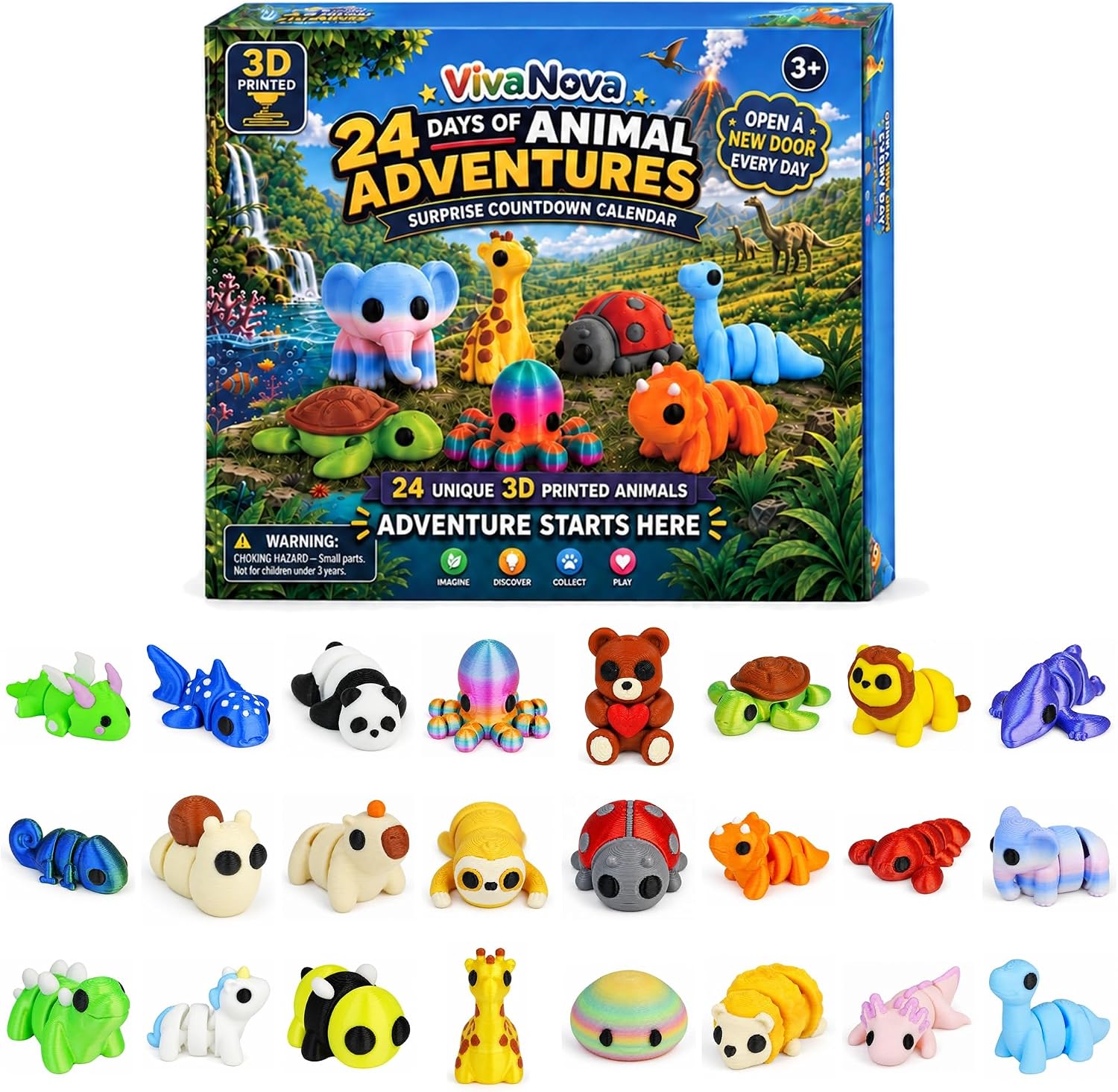 VivaNova 24-Animal Christmas Advent Calendar, product photograph