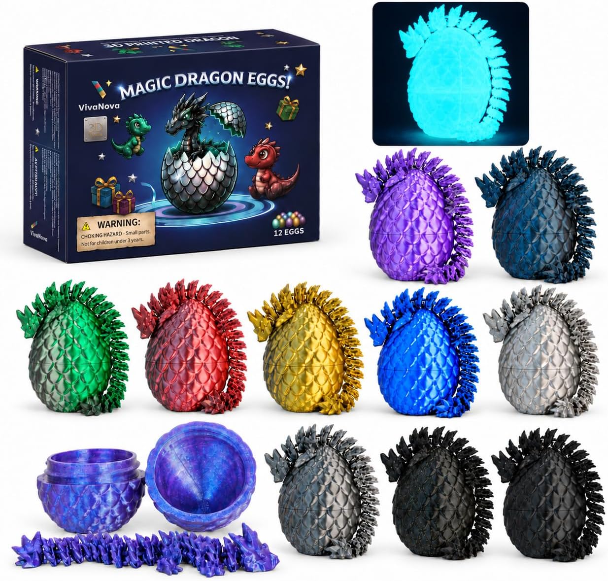 VivaNova 12-Pack Dark Dragon Eggs, product photograph