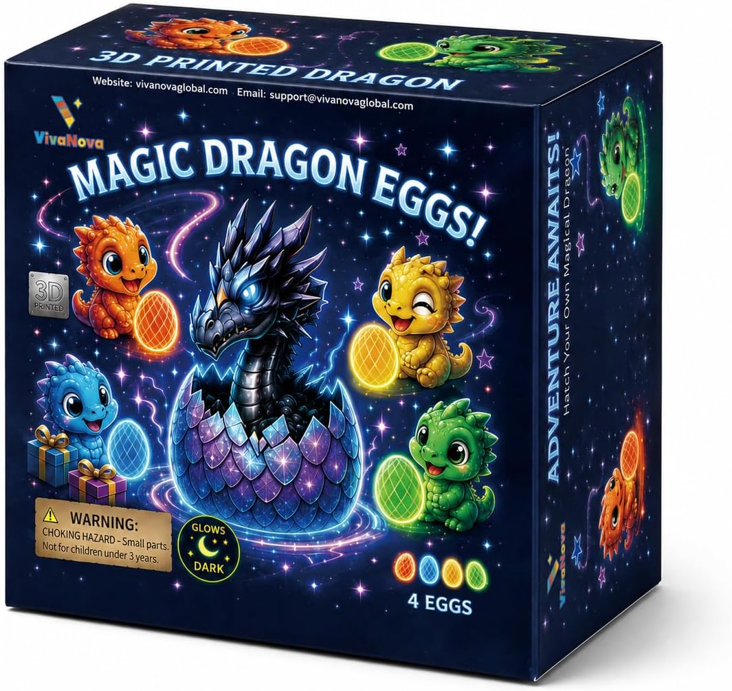 VivaNova 4-Pack Glow Mini Dragon Eggs, product photograph